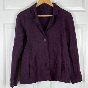 Eileen Fisher Wool Cardigan Purple Button Shacket Merino Women's Petite Small